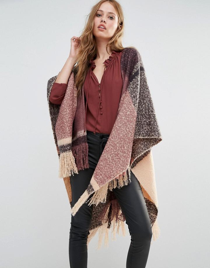 Y.a.s Mag Poncho In Check - Check