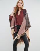 Y.a.s Mag Poncho In Check - Check
