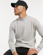 Brave Soul 100% Cotton Turtle High Neck Sweater In Gray-grey