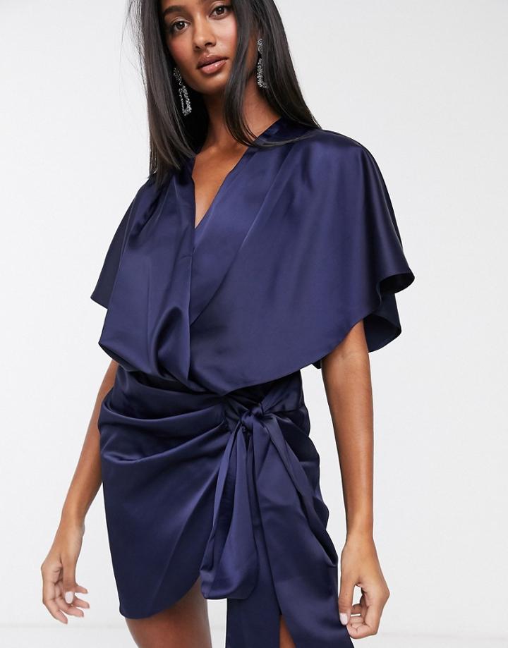 Asos Design Wrap Kimono Mini Dress With Tie Waist