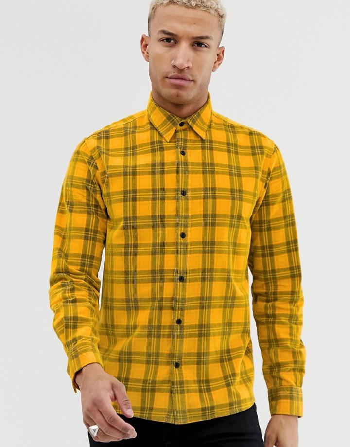 Pull & Bear Check Shirt In Yellow - Yellow