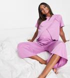 Asos Design Maternity Mix & Match Organic Cotton Culotte In Lilac-purple