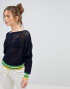 Micha Lounge Tipped Sweater - Navy