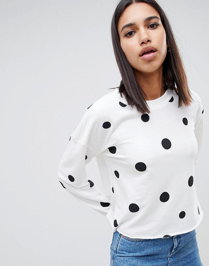 Noisy May Polka Dot Sweatshirt - White