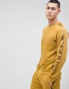 D-struct Crew Neck Sweat With Satin Arm Stripe - Gold