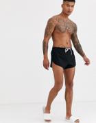 Asos Design Super Short Runner Swim Short In Black