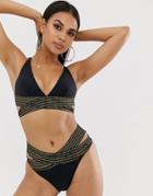 River Island Saddle Stitch Bikini Top In Black