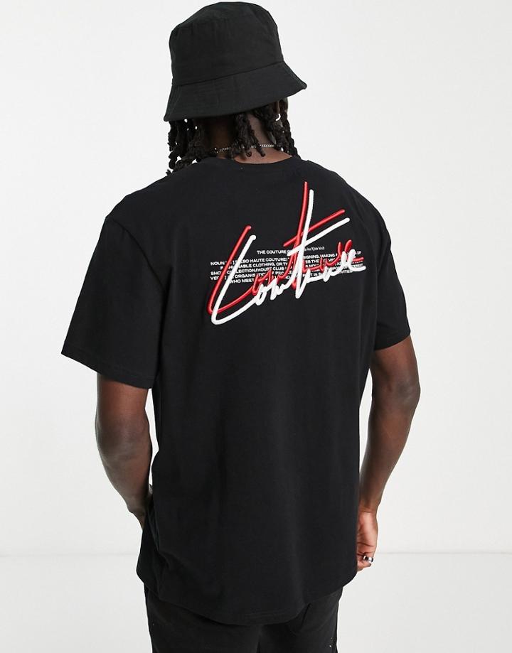 The Couture Club T-shirt In Black With Logo Chest And Back Print