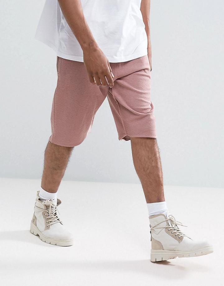 Mennace Regular Fit Shorts With Raw Hem In Rust - Orange