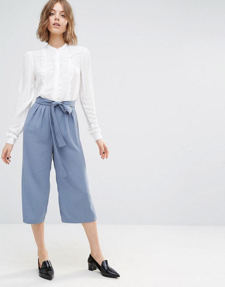 First & I Belted Culotte Pants - Flint Stone