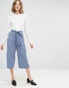 First & I Belted Culotte Pants - Flint Stone