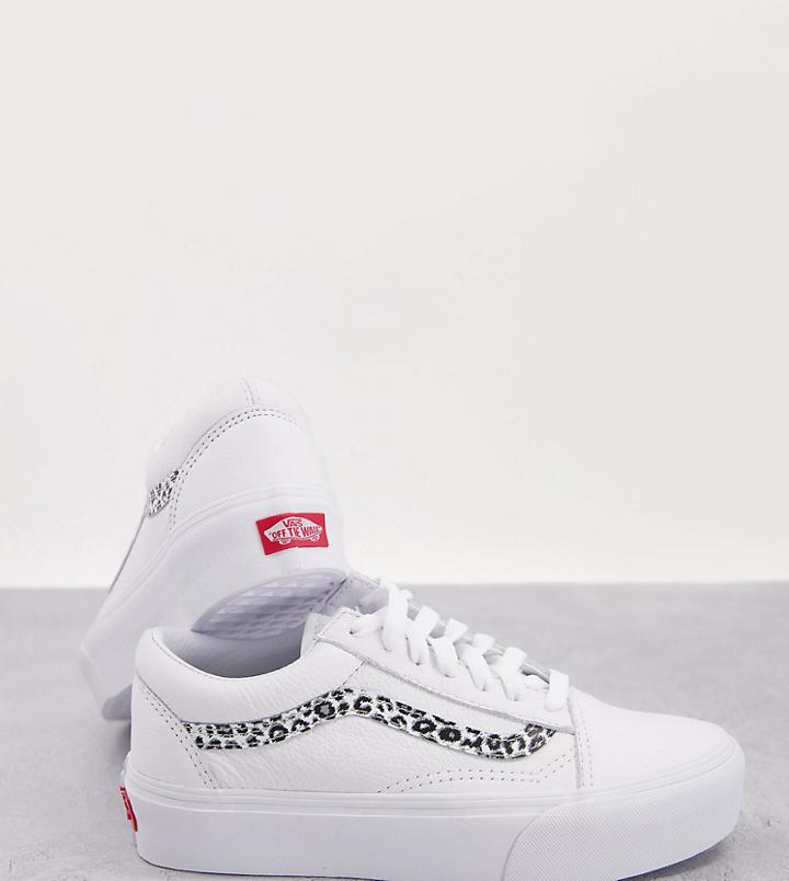 Vans Old Skool Platform Animal Sneakers In White Exclusive At Asos
