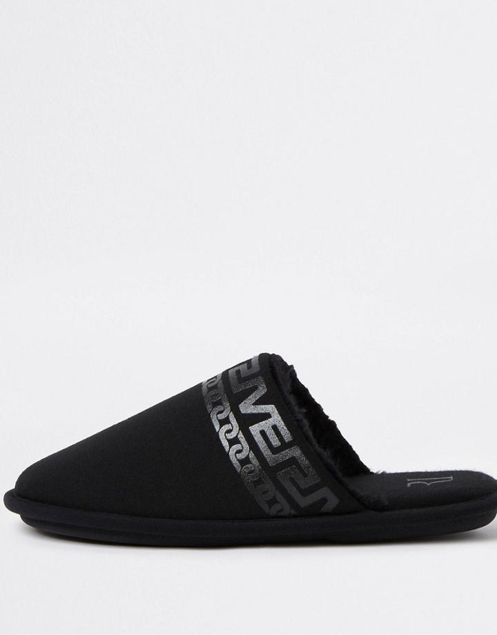 River Island Slippers In Black