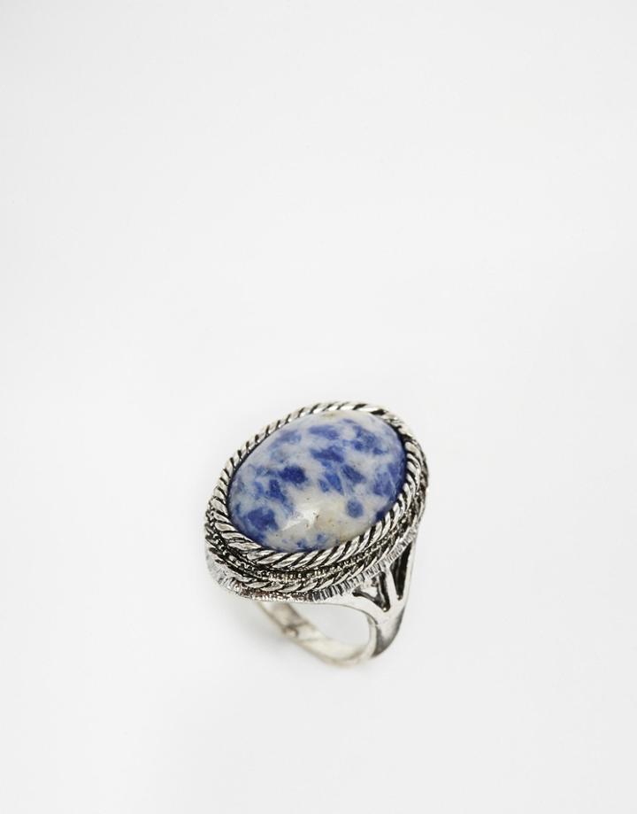 Asos Stone Set Moonshine Ring - Burnished Silver
