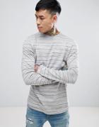 Asos Design Longline Long Sleeve T-shirt With Curve Hem In Gray Inject - Gray