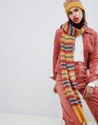 Asos Design Fairisle Knit Wool Mix Long Scarf - Multi