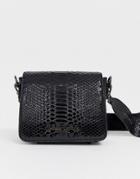 Claudia Canova Snake Effect Cross Body Bag With Chunky Strap-black