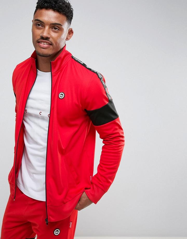 Hype X Coca Cola Track Jacket In Red With Taping - Red
