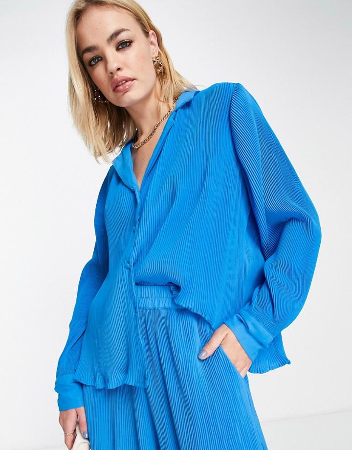 Vero Moda Plisse Shirt In Blue - Part Of A Set