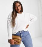 Asos Design Curve Batwing Top In Super Soft Cozy Rib In White