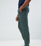 Asos Design Tall Skater Pants With Contrast Stripe Panel - Navy