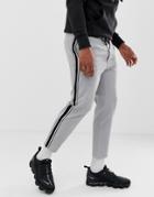Bershka Pants In Gray With Side Stripe In Straight Fit - Gray