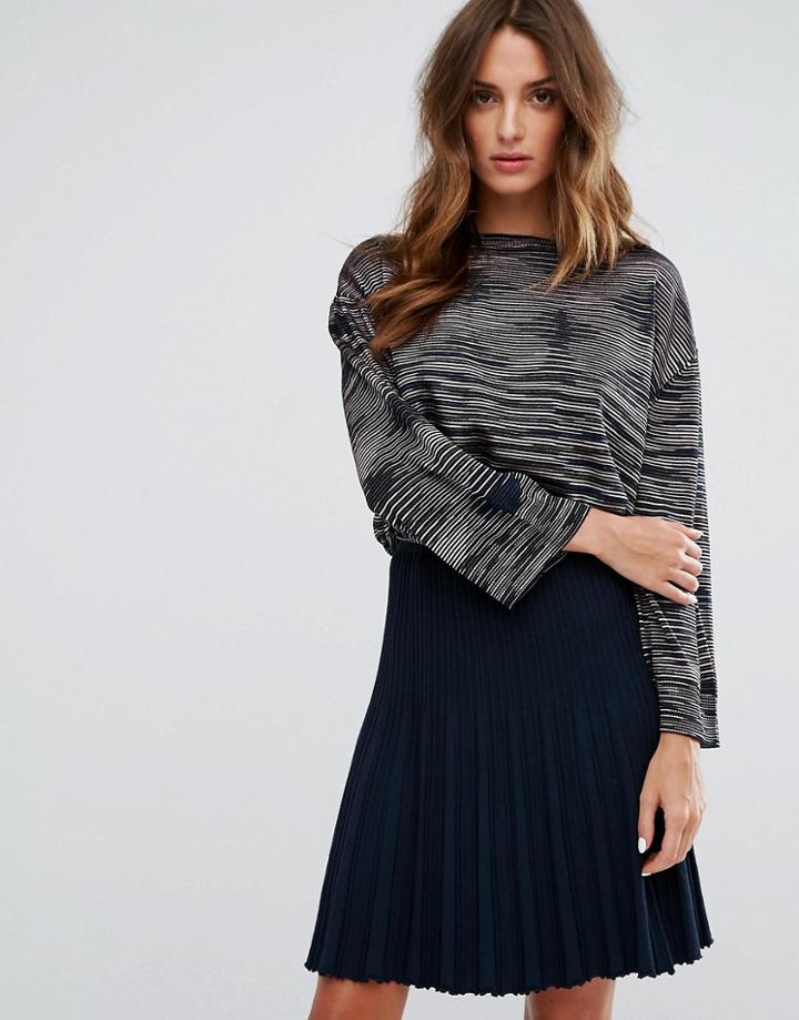 M Missoni Stripe Knit Wool Mix Sweater - Brown