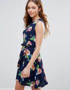 Yumi Rose Print Dress - Navy