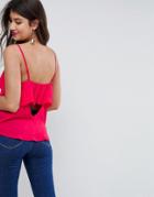 Asos Cami With Ruffle Open Back - Purple