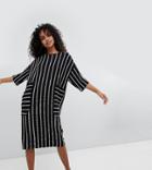 Monki Midi Stripe T-shirt Dress - Black