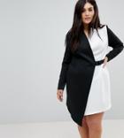 Asos Curve Color Block Blazer Dress With Belt - Multi