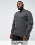 Asos Plus Crew Neck Sweater In Charcoal - Gray