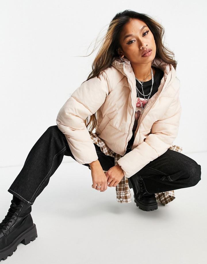 Only Hooded Padded Jacket In Light Pink