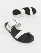 Depp Leather Flat Sandals - White