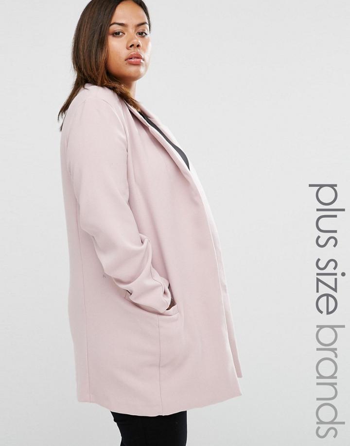 Elvi Plus Coat With Zip Details - Pink
