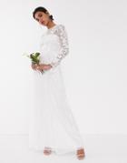 Asos Edition Floral Embroidered Mesh Wedding Dress-white