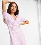 Only Petite Mini Dress With Bust Detail In Pink Floral-purple