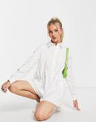 Asos Design Button Front Cotton Poplin Romper In White