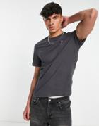 New Look T-shirt With Rose Embroidery In Dark Gray