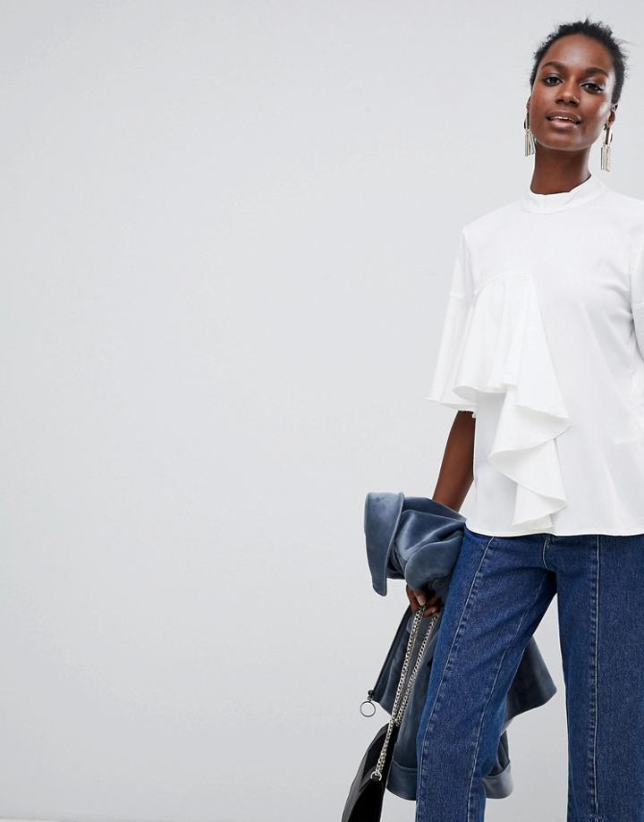 Vila Asymmetric Printed Top - White
