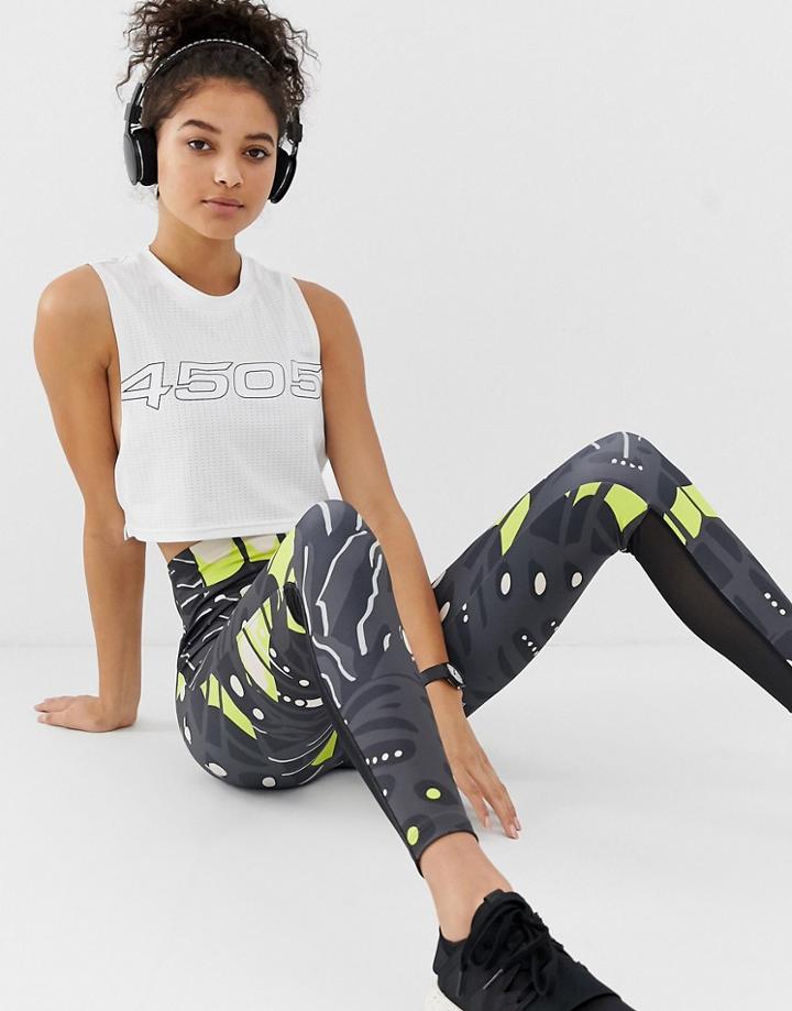 Asos 4505 Mesh Crop Tee With 4505 Logo - White