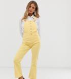 Urban Bliss Cropped Kick Flare Overalls-yellow