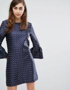 Sister Jane Dress With Exaggerated Sleeves - Navy