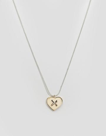 Lovebullets Unloved Bullet Pendant Necklace In Raw Brass - Silver