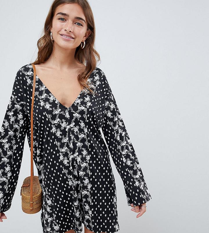 Asos Design Petite Swing Ditsy Romper - Multi
