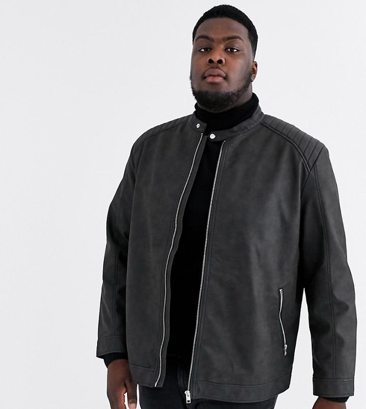 Jack & Jones Originals Faux Leather Jacket In Black