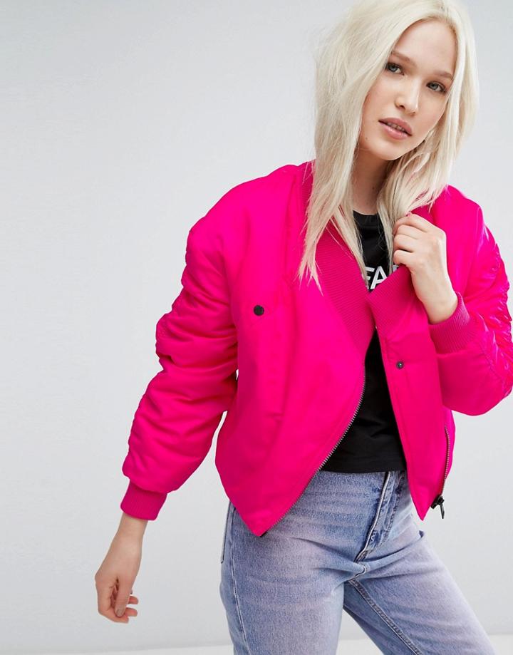 Cheap Monday Asymmetric Bomber Jacket - Pink