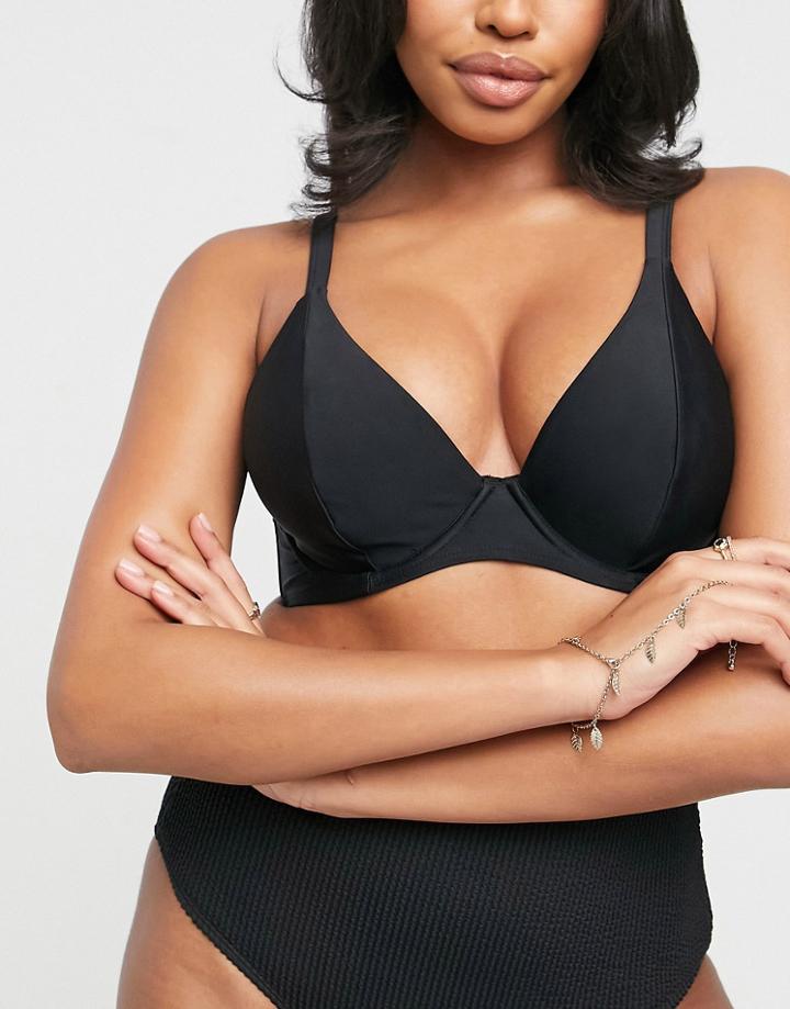 Ivory Rose Fuller Bust Mix & Match Underwire Bikini Top In Black
