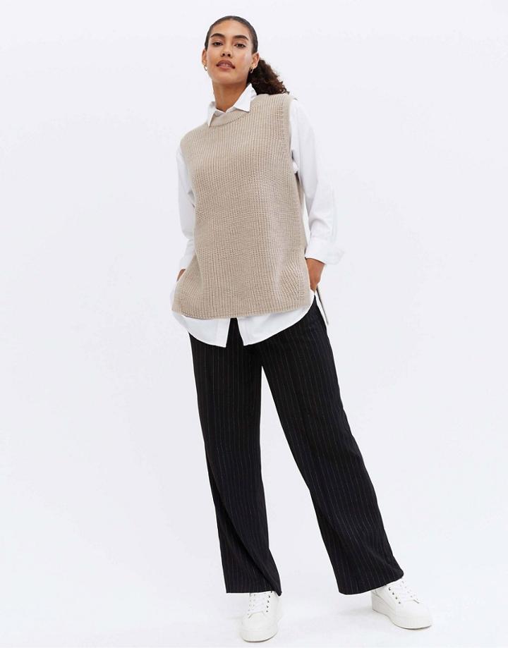 New Look Knitted Vest In Mink-pink