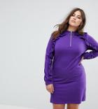 Asos Curve Mini Shift Dress With Ruffle Detail And Ring Pull - Purple